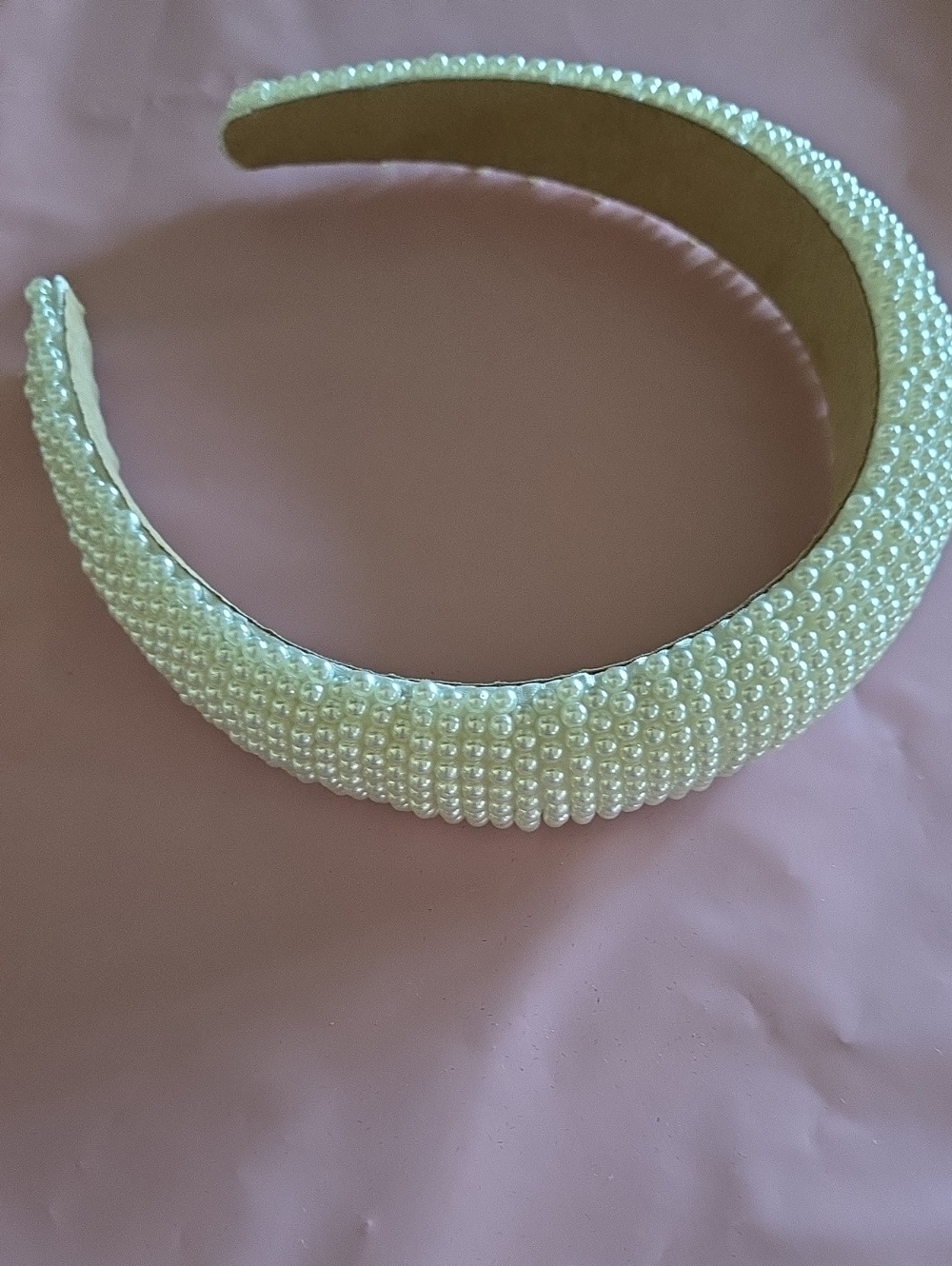 Pearl Beaded Padded Headband - Ivory